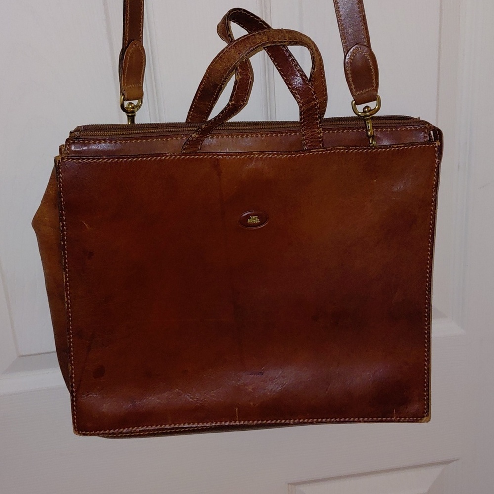 GUC The Bridge Large Chestnut Leather Satchel, Business Tote, Vintage, See Note*